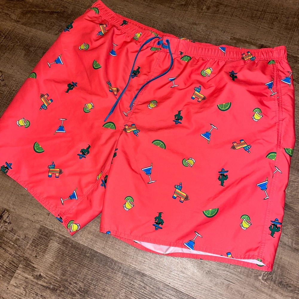 True Nation Coral Pink Margaritas, Limes & Piñatas Swimsuit - Men's Size 4XL EUC - Picture 3 of 6